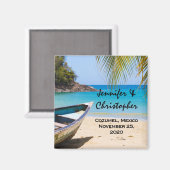 Prachtige Tropische Beach met een roeiboot bruilof Magneet (Voorkant / Achterkant)