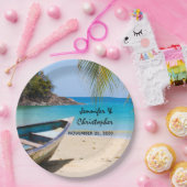 Prachtige Tropische Beach met een roeiboot bruilof Papieren Bordje (Feest)