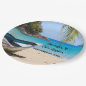 Prachtige Tropische Beach met een roeiboot bruilof Papieren Bordje (Gekanteld)