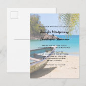 Prachtige Tropische Beach met een roeiboot bruilof Uitnodiging Briefkaart (Voorkant / Achterkant)