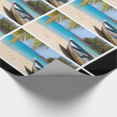 Prachtige Tropische Beach met een rowbootpatroon Cadeaupapier (Hoek)
