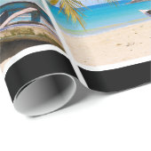 Prachtige Tropische Beach met een rowbootpatroon Cadeaupapier (Rol Hoek)