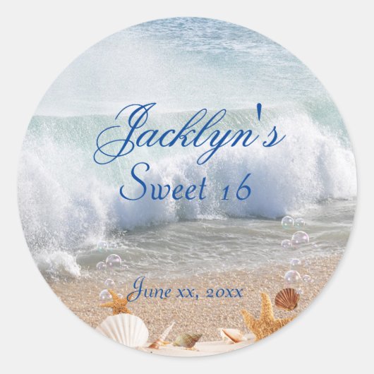 Prachtige Tropische Beach Sweet 16 Ronde Sticker (Voorkant)