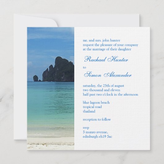 Prachtige Tropische Beach Wedding Invitiation 2 Kaart (Voorkant)
