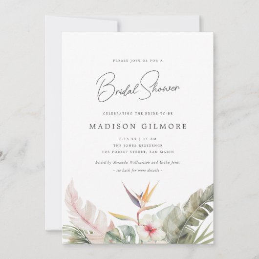 Prachtige Tropische Botanicals Bruiloft Vrijgezell Kaart (Voorkant)