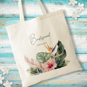 Prachtige tropische botanische bestemming bruiloft tote bag