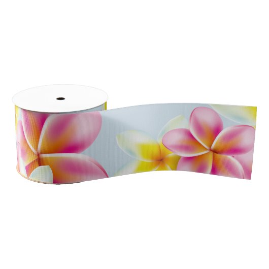 Prachtige tropische cluster van Plumeria Flowers Grosgrain Lint (Spoel)
