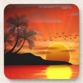 Prachtige tropische eiland zonsondergang bier onderzetter (Voorkant)