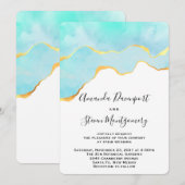 Prachtige Tropische Groene met Gold Border Wedding Kaart (Voorkant / Achterkant)