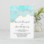 Prachtige Tropische Groene met Gold Border Wedding Kaart (Staand voorkant)