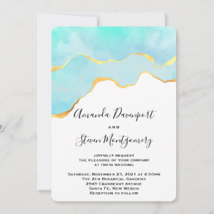 Prachtige Tropische Groene met Gold Border Wedding Kaart