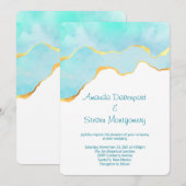 Prachtige Tropische Groene met Gold Border Wedding Kaart (Voorkant / Achterkant)