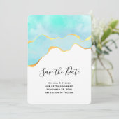 Prachtige Tropische Groene met Gold Border Wedding Save The Date (Staand voorkant)