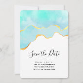 Prachtige Tropische Groene met Gold Border Wedding Save The Date (Voorkant)
