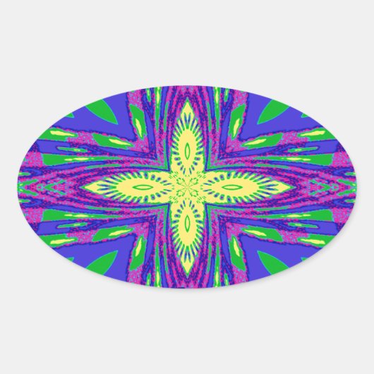 Prachtige tropische Hakuna Matata Kanga kunstwerk. Ovale Sticker (Voorkant)