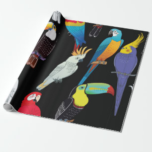 Prachtige tropische papegaaivogels, gebruik cadeaupapier