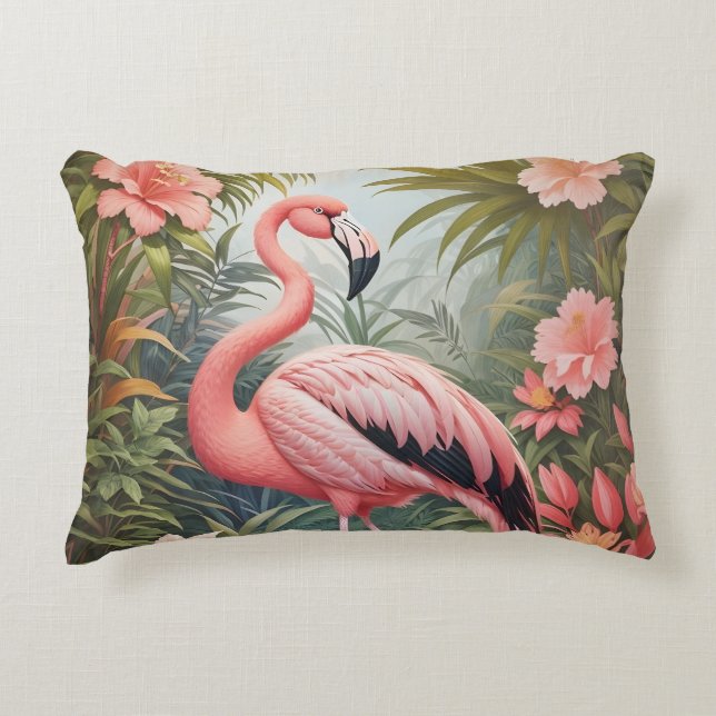 Prachtige tropische roze flamingo vogel accent kussen (Voorkant)