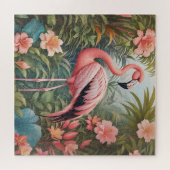 Prachtige tropische roze flamingo vogel legpuzzel (Horizontaal)