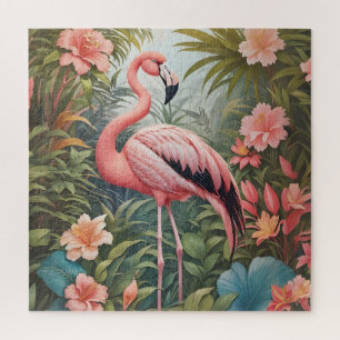Prachtige tropische roze flamingo vogel legpuzzel