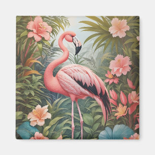 Prachtige tropische roze flamingo vogel magneet