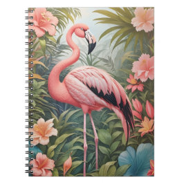Prachtige tropische roze flamingo vogel notitieboek