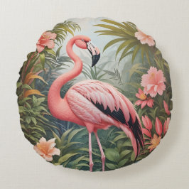 Prachtige tropische roze flamingo vogel rond kussen