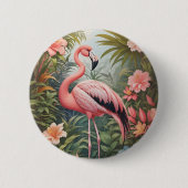 Prachtige tropische roze flamingo vogel ronde button 5,7 cm (Voorkant)