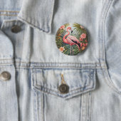Prachtige tropische roze flamingo vogel ronde button 5,7 cm (In situ)