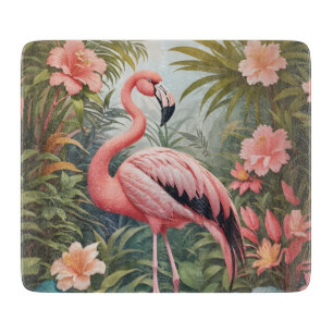 Prachtige tropische roze flamingo vogel snijplank