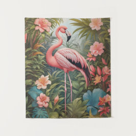 Prachtige tropische roze flamingo vogel wandkleed