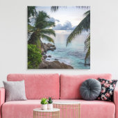 Prachtige tropische scène Ocean Palm Treks Canvas Afdruk (Insitu (Woonkamer))