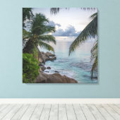 Prachtige tropische scène Ocean Palm Treks Canvas Afdruk (Insitu (Houten vloer))