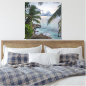 Prachtige tropische scène Ocean Palm Treks Canvas Afdruk (Insitu (Slaapkamer))