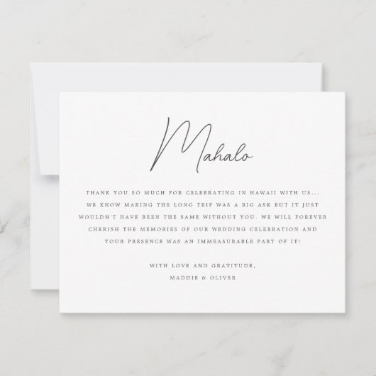 Prachtige tropische strand bruiloft dank u kaart (Voorkant)