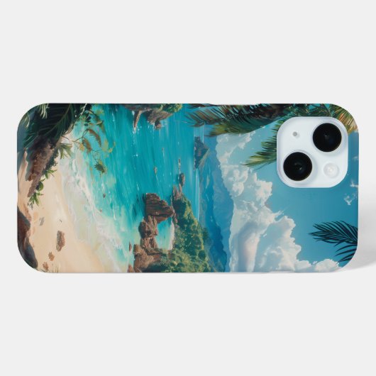 Prachtige tropische strandillustratie Case-Mate iPhone case (Achterkant (horizontaal))