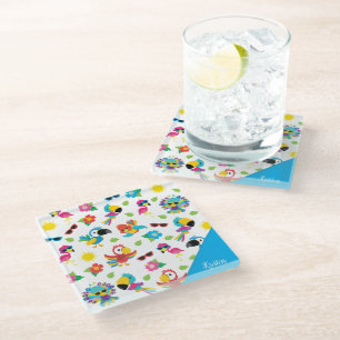 Prachtige Tropische vogels, kleurrijk paradijs Glazen Onderzetter