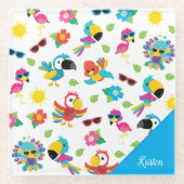 Prachtige Tropische vogels, kleurrijk paradijs Glazen Onderzetter (Voorkant)