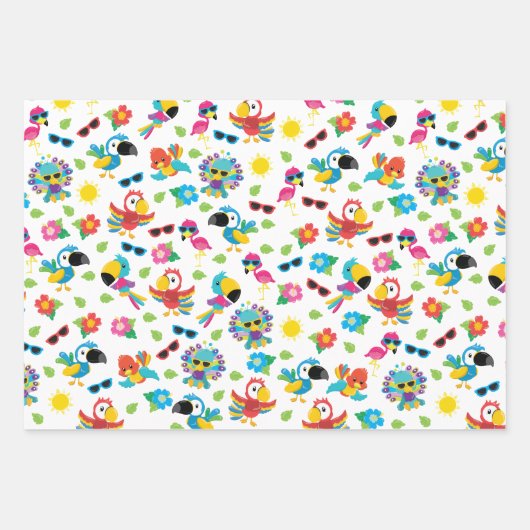 Prachtige Tropische vogels, kleurrijk paradijs Inpakpapier Vel (Voorkant 3)