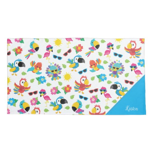 Prachtige Tropische vogels, kleurrijk paradijs Kussensloop (Achterkant)