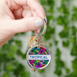 Prachtige tropische vun Floral Typografie Sleutelhanger