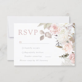 Prachtige Tuin Blozend & Witte Bloemen Bruiloft RSVP Kaartje