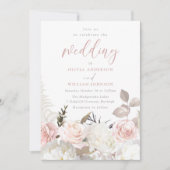 Prachtige Tuin Blush & Wit Bloemen Bruiloft Kaart (Voorkant)