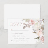 Prachtige Tuin Blush & Wit Bloemen Bruiloft RSVP Kaartje (Voorkant / Achterkant)
