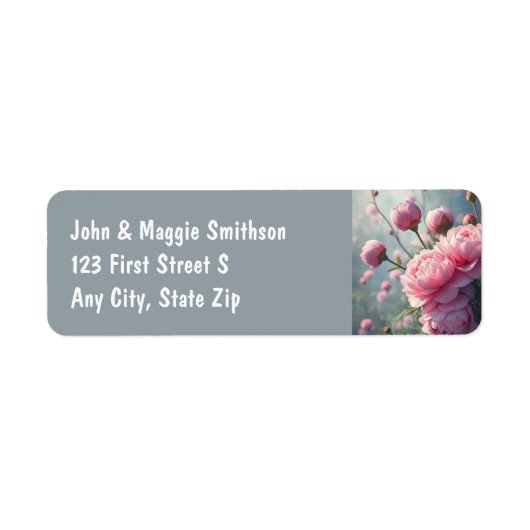 Prachtige Tuinbloemen Peony Roze Bloemen Etiket (Voorkant)