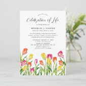 Prachtige tulp gevulde herdenkingsaankondiging kaart (Staand voorkant)