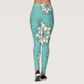 Prachtige Turquoise Big White Flowers Woman Leggings (Achterkant)