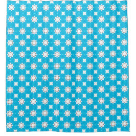 Prachtige turquoise blauw met geometrisch patroon douchegordijn