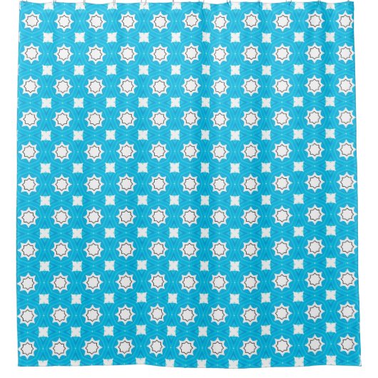 Prachtige turquoise blauw met geometrisch patroon douchegordijn (Voorkant)