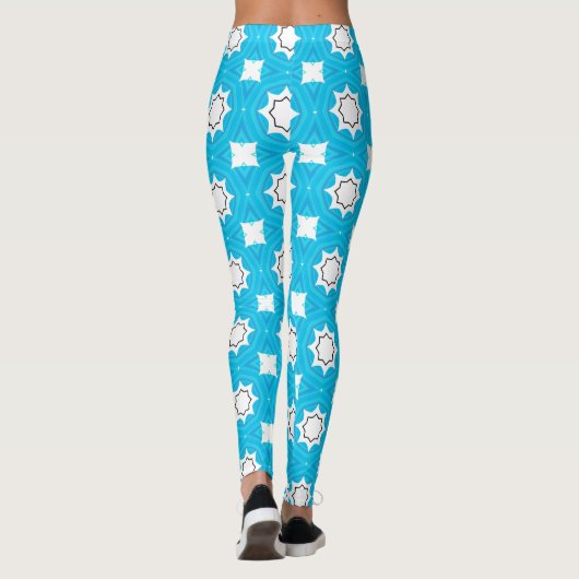 Prachtige turquoise blauw met geometrisch patroon leggings (Achterkant)