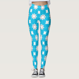 Prachtige turquoise blauw met geometrisch patroon leggings